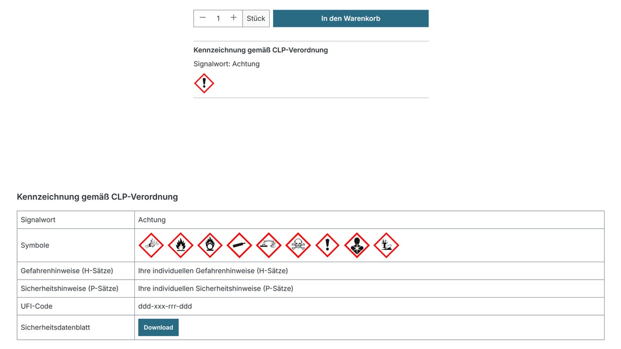 Shopware 6 Plugin CLP Verordnung Ansicht