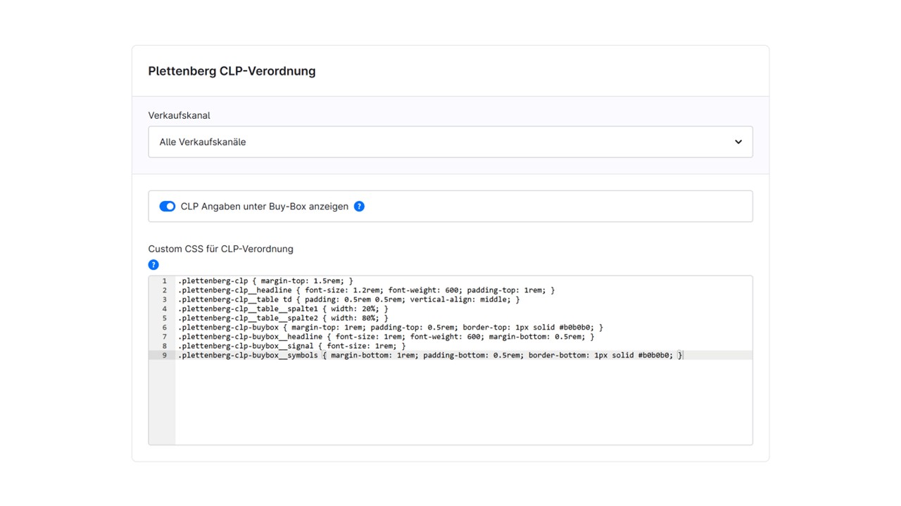 Shopware 6 Plugin CLP Verordnung Konfiguration